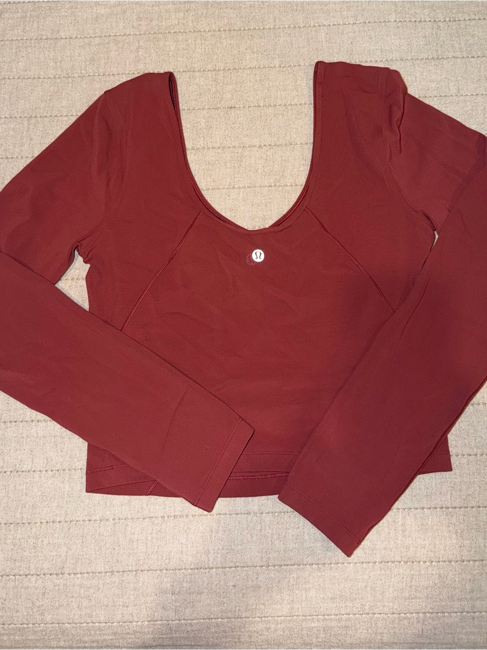 Lululemon Women's Long-Sleeve Scoop Neck Crop Top — Burgundy